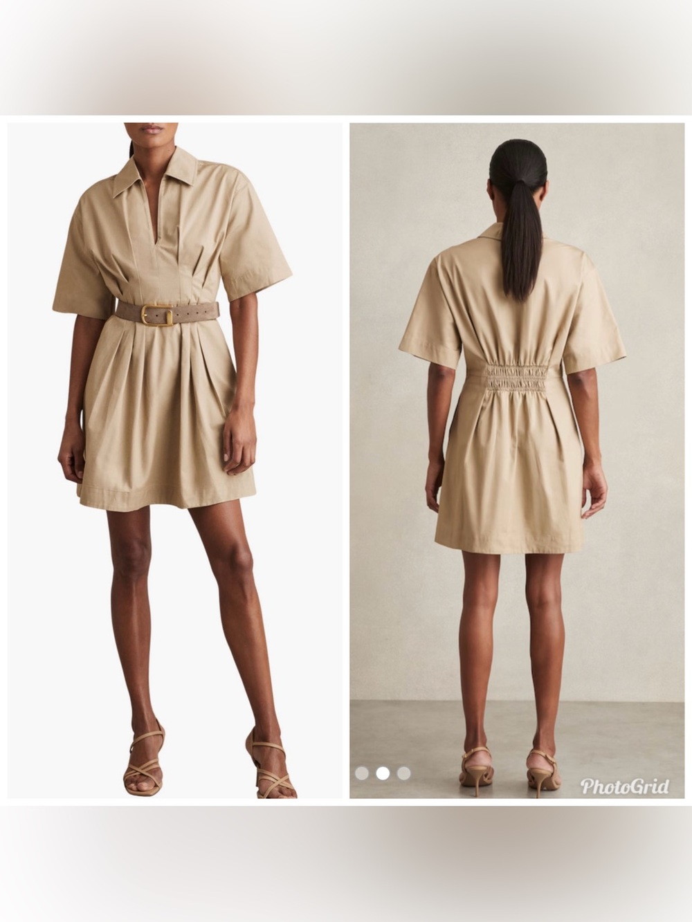 Reiss Rosalie Cotton Minidress in neutral size 10